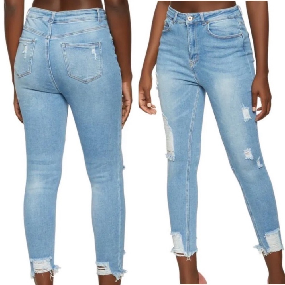 Wax‎ Jeans High Rise Distressed Skinny Jeans